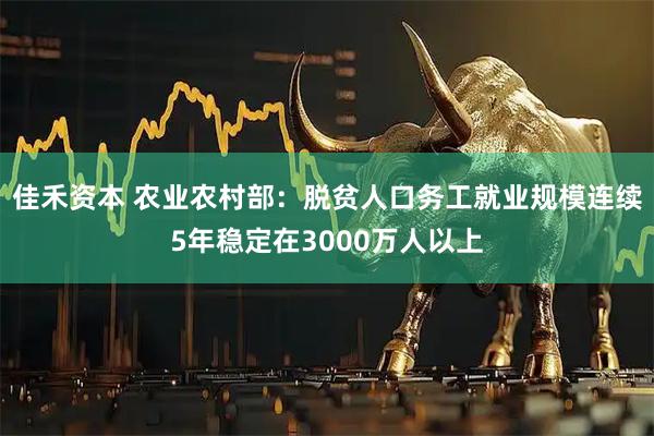 佳禾资本 农业农村部：脱贫人口务工就业规模连续5年稳定在3000万人以上