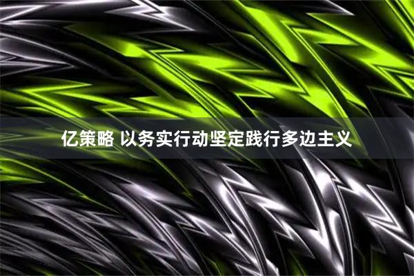 亿策略 以务实行动坚定践行多边主义